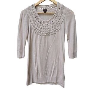 Talbots Women Vtg Y2K Boho Clean Girl Quiet Luxury Crochet Linen Silk Sweater S